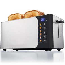 Elite Gourmet ECT5924D SmartToast 디지털 롱 슬롯 4 슬라이스 토스터 두꺼운 빵 및 베이글 기능을 위한 3.8cm(1.5인치) 너비 슬롯 LED, 4 Slice, Gloss Black