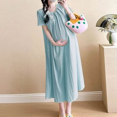 임산부 루즈핏 반팔 플 롱원피스 여성 데일리룩 puu+00069mr