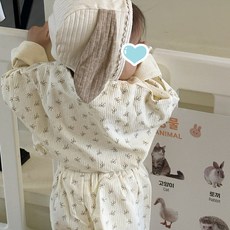 토끼 귀 포인트 유아동 보넷 모자