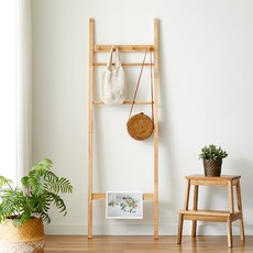 나인홈 르네 사다리 행거 코트랙 원목 스탠딩 옷걸이, 내추럴