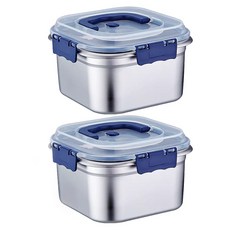 투데이리빙 2개 세트 대용량 스텐 김치통 밀폐 용기 2.5L 다용도 사각 반찬통 대용량 대형 특대형 진공 보관함