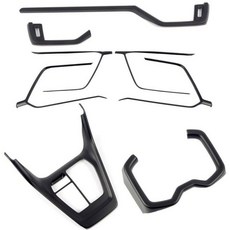 CTH 토요타 RAV4 2019-2025용 내부 대시보드 콘솔 송풍구 콘센트 A/C 장식 스트라이프 커버 액세서리 2개 매트 블랙 220695, 전체 키트