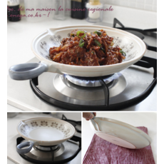 엔티크 도자기팬 오븐접시 손잡이접시 후라이팬, 1개