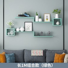 牆上置物架 壁掛式 創意收納裝飾架, 套餐E寶石綠色1米兩層, 寶石綠色, 兩層
