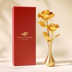 [골드팡] 99.9 24k 순금 트윈두송이 순금장미 선물세트(당일도착) "꽃+화병 1set 쇼핑백증정" 고급카네이션 성묘꽃다발 어버이날 결혼기념일 스승의날 부모님 돈나무, 1개