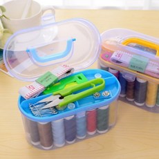 반짇고리 각색실 쪽가위 부자재 휴대용반짇고리, 타원반짇고리(색상랜덤), 1개, 타원반짇고리(색상랜덤)