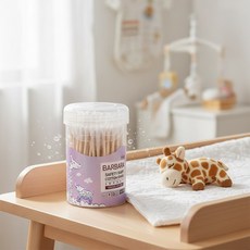 바르바라 엠보싱 유아용 순면 면봉, 3개, 100개입