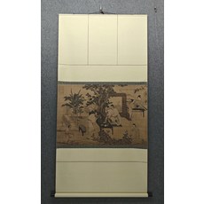 裝飾畫掛畫 明杜堇 玩古圖 尺寸150x70釐米, 參考詳情頁