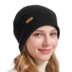 ACUSHLA 100% 메리노 울 슬라우치 비니 여성 및 남성용 니트 겨울 모자 유니 따뜻한 스컬 캡 추운 날씨용 라이트 베이지. 단일 사이즈