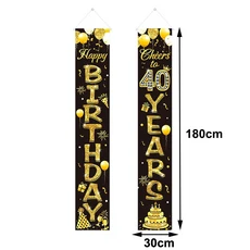 40세 생일 장식 블랙 골드 파티 용품 종이 접시 냅킨 남녀 기념, 01 as picture, 12 Door curtain
