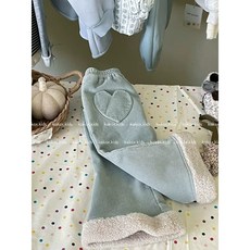 ARY 女童加絨加厚燈芯絨喇叭褲，超奶baby藍一體絨長褲，冬款新品保暖褲