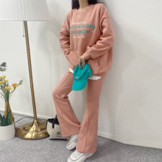 NewCare女款運動褲子套裝 阔腿褲 寬鬆版型大學T 拉絨套裝