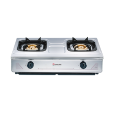 櫻花 G632KS 雙口安全瓦斯爐 檯爐 全銅爐頭 壓電式點火 全機不鏽鋼 熄火裝置, 天然氣, 自行安裝