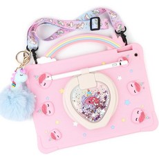 [매우 귀여운 무지개 손잡이 유니콘 케이스] 삼성 갤럭시 탭 A9 플러스 태블릿 11인치 2023 (SM X210/X216/X218)과 호환 가능 레인보우 핸들 및 360°, [매우 귀여운 무지개 손잡이 유니콘 케이스] 삼성 갤럭