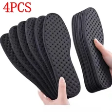 1쌍 대나무 식물 탈취제 러닝 스포츠 깔창 발을위한 숯 항균 신발 두꺼운 충격 흡수, [04] EU39-245mm, 04 Black-4PCS