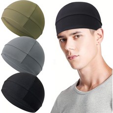 남성용 쿨링 스컬 캡 헬멧 라이너 사이클링 러닝 비니 모자 멀티컬러, 블랙+그레이+그린