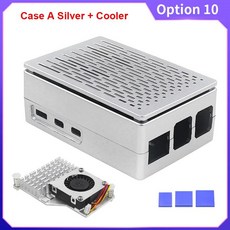 라즈베리 파이5 ABS 플라스틱 케이스 블랙 실버 냉각 팬 보호 상자, 1개, Option10, 기본 모델명/품번
