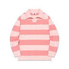 LEE 키즈 케이블 스트라이프 레귤러핏 풀오버 핑크 LK2404KT70PI