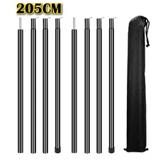 캠핑 텐트 타프 폴 2개 세트 캐노피 어닝 쉘터 백패킹 하이킹 텔레스코픽 조절식 텐트 선쉐이드 지지대, 08 205CM Black