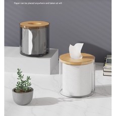 필인어스 원목 아크릴 휴지 케이스, 1개, 투명