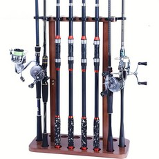 Hqzoomee 낚시 로드 거치대 초간편 14칸 로드거치대 낚시대전시, 적갈색