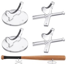 Yerliker 데스크탑 야구 배트 디스플레이 세트 2세트 6.4cm(2-5/8인치)에 적합 아크릴 소프트볼 홀더 액세서리 스탠드 장식 기념품 수집용 선물, Yerliker 데스크탑 야구 배트 디스플레이 세트 2