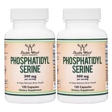 Double Wood 포스파티딜세린 300mg 두뇌 성능 향상 캡슐, 120회분, 2박스