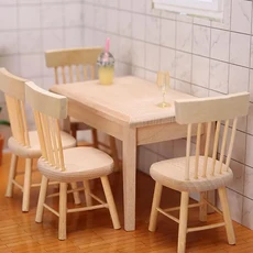 112 인형의 집 가구 목제 식탁 및 의자 놀이 시뮬레이션, Table