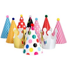 多款可愛造型派對帽組，包含圓錐帽與皇冠帽，色彩繽紛，簡易組裝，安全無毒材質，適合生日派對與節慶活動, 1套, 皇冠派對帽套裝