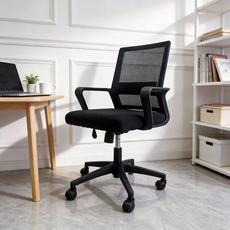 높이조절 메쉬 사무용 의자 학생용 의자 회의실 가정용 1인용, 블랙