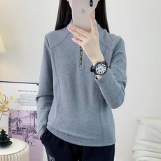 秋冬德絨立領半拉鏈長袖上衣 女款 保暖透氣 柔軟舒適 戶外運動打底衫