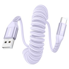 SUNGUY C타입 고속 충전 케이블 코일 스프링 데이터 케이블 자동차용 480Mbps 18W, 퍼플, 1개, 1.5m