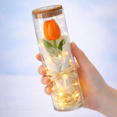 모아룸 LED 유리병 꽃다발 편지지 쇼핑백 선물세트, 1개, 빈티지 핑크