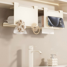 플리브 무타공 상부장 틈새 수납 다용도 빅사이즈 키친타월 디스펜서 후크 걸이, 1개, 화이트