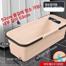 프리미엄 사각 버킷 청소통 더블핸들 걸레통 세차통 물통, 52cm 배수구 포함 커피, 1L