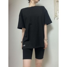 매그나인 빅사이즈 박스티 남녀공용 루즈핏 무지 패치 레이어드 반팔 티셔츠 2개