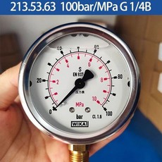 wika威卡壓力錶 德國進口軸嚮徑嚮液壓錶 耐震不銹鋼測壓錶 EN837-1 水壓錶 氣壓錶, 0-10MPA/0-100bar, 1個