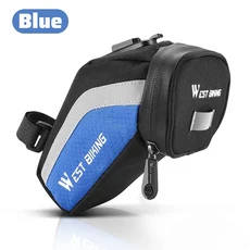 WEST BIKING 자전거 새들 가방 사이클링 시트 테일 후면 파우치 액세서리 키트 도구 반사 MTB 1.8L, 02 0707363 Black Blue, 1개