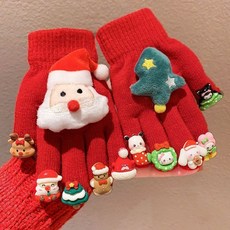 包 您省心 聖誕節兒童手套 女孩冬季寶寶保暖防寒聖誕老人五指分指小學生寫字