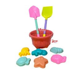 兒童挖沙玩具套裝 9件套 笑臉桶沙灘玩具, 花瓣桶9件套, 180g, 1個