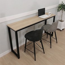 푸른숲가구 오크hpm 홈바테이블 자작원목 아일랜드 식탁 카페 창가 테이블, 1400x350, 860mm아일랜드높이, 블랙다리