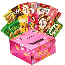 스낵24 발렌타인데이 화이트데이 러브유 스위트 하트 케이크상자 과자 선물세트, 1세트, 14p
