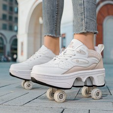 롤러슈즈 바퀴 신발 스케이트 운동화 인라인 슈즈 롤러스케이트, 003 화이트 카키