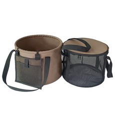 哆哆購 戶外露營摺疊水桶 PVC 便攜提水桶 車載釣魚桶 打水桶, 黑色網紗,12L