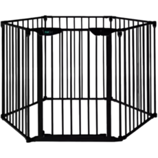 kingbo 多功能寵物圍欄六片套裝，75CM/100CM高度可選，室內安全防護圍欄, 黑色，白色, 1個