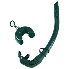 多彩濕式呼吸管 自由潛水 矽膠 小嘴 大弧度, 軍綠,呼吸管