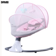 DFMEI 智能電搖動嬰兒搖椅母嬰哄娃哄睡搖搖籃牀, S-Y608粉色(送蚊帳+定型枕頭+公仔+可插U盤+遙控+藍