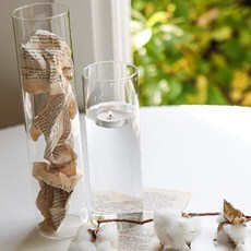 원형 투명 유리 장식 화병 거실 테이블 장식용 꽃꽂이 용기 홈 데코 소품, 슬림 롱 화병 L