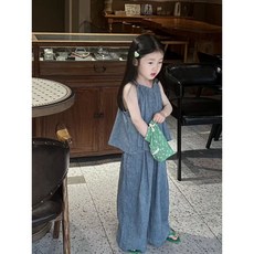 POKO 女童 夏季 套裝 無袖 吊帶 上衣 長褲