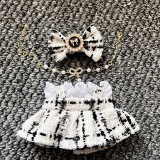 옷 작은 꽃 스타일 인형 파티 펜던트, 1 세대 및 2 세대 Labubu를 착용 할 수 있습니, 흰색 도시 주인공 스커트 4 피스 세트, 1개